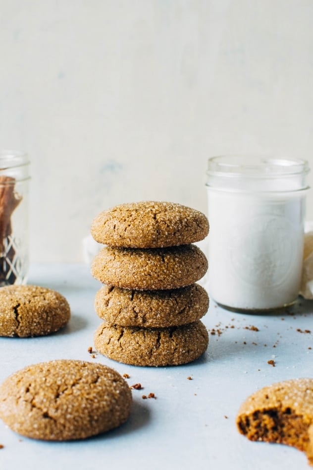 Perfect grain free gingersnap cookies! Made with chickpea flour. Perfectly spiced, tender and chewy.