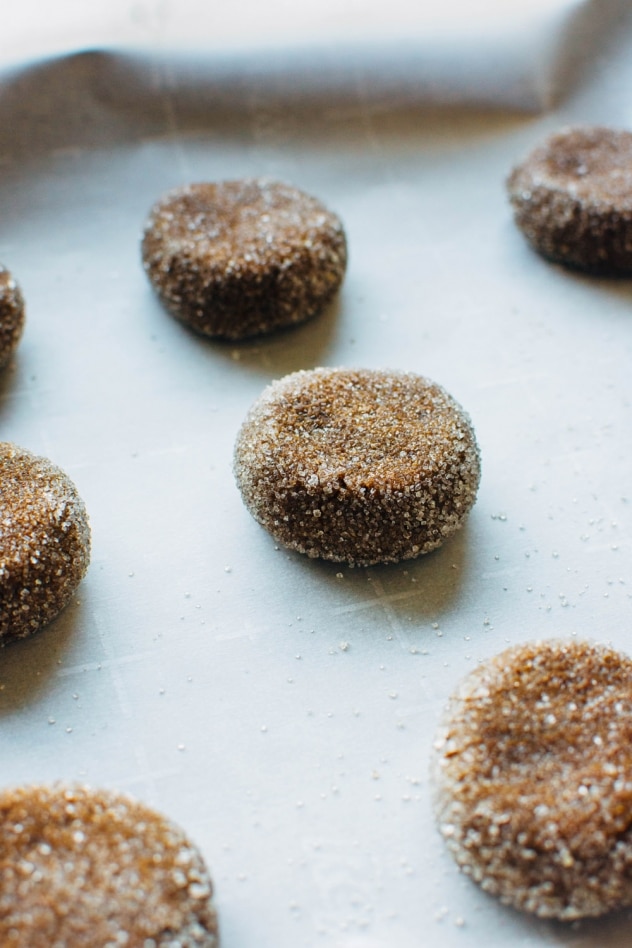 Perfect grain free gingersnap cookies! Made with chickpea flour. Perfectly spiced, tender and chewy.