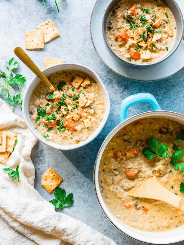 Creamy Dairy Free Chicken And Cauliflower Rice Soup Paleo Whole30