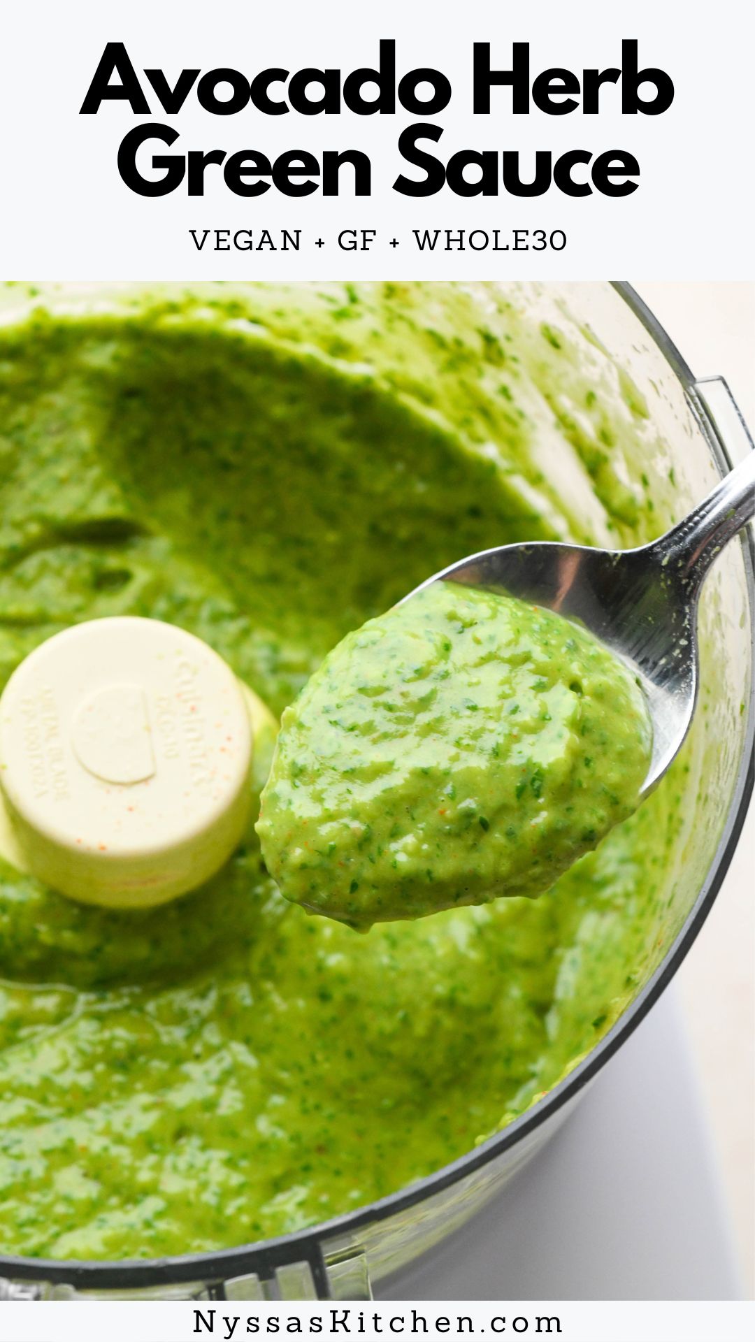 This avocado herb green sauce is the best all purpose green sauce! Perfect for everything from tacos to salads. Healthy, full of bright green flavor, and ready in only 5 minutes. Vegan, vegetarian, gluten free, Whole30, and paleo.