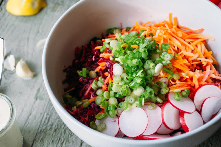 vibrant kale salad with chili flecked lemon tahini dressing | www.nyssaskitchen.com