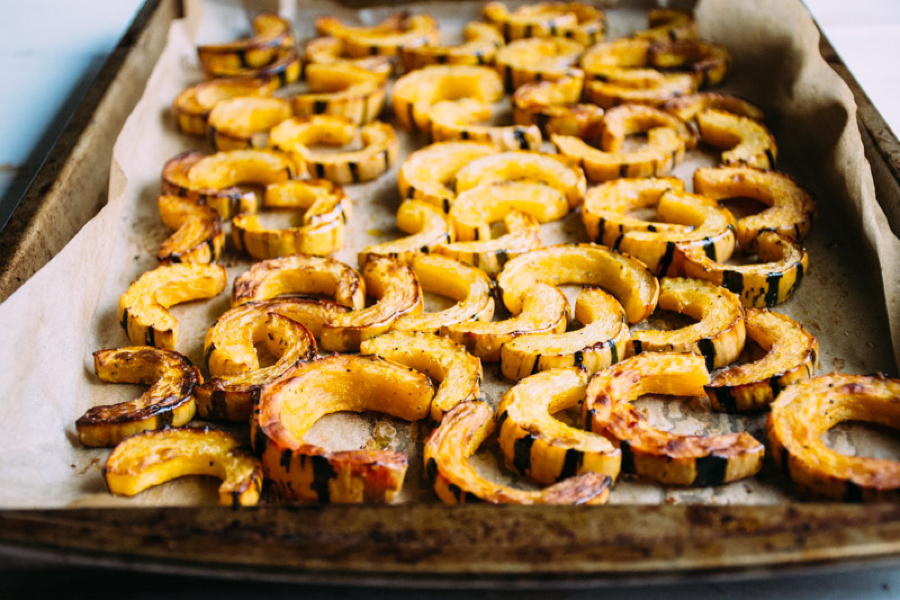 roasted delicata squash with fried shallots, herbs and salted brown butter yogurt | www.nyssaskitchen.com