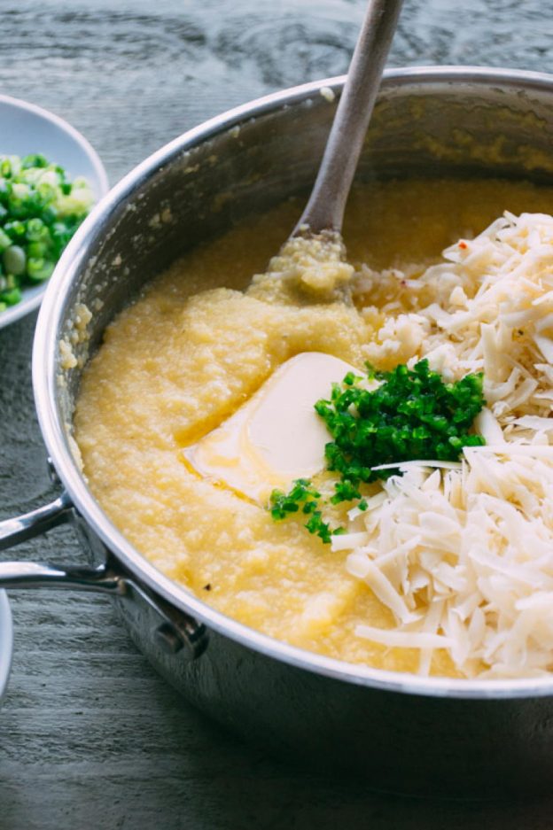 spicy cheddar grits with fried eggs nyssa's kitchen