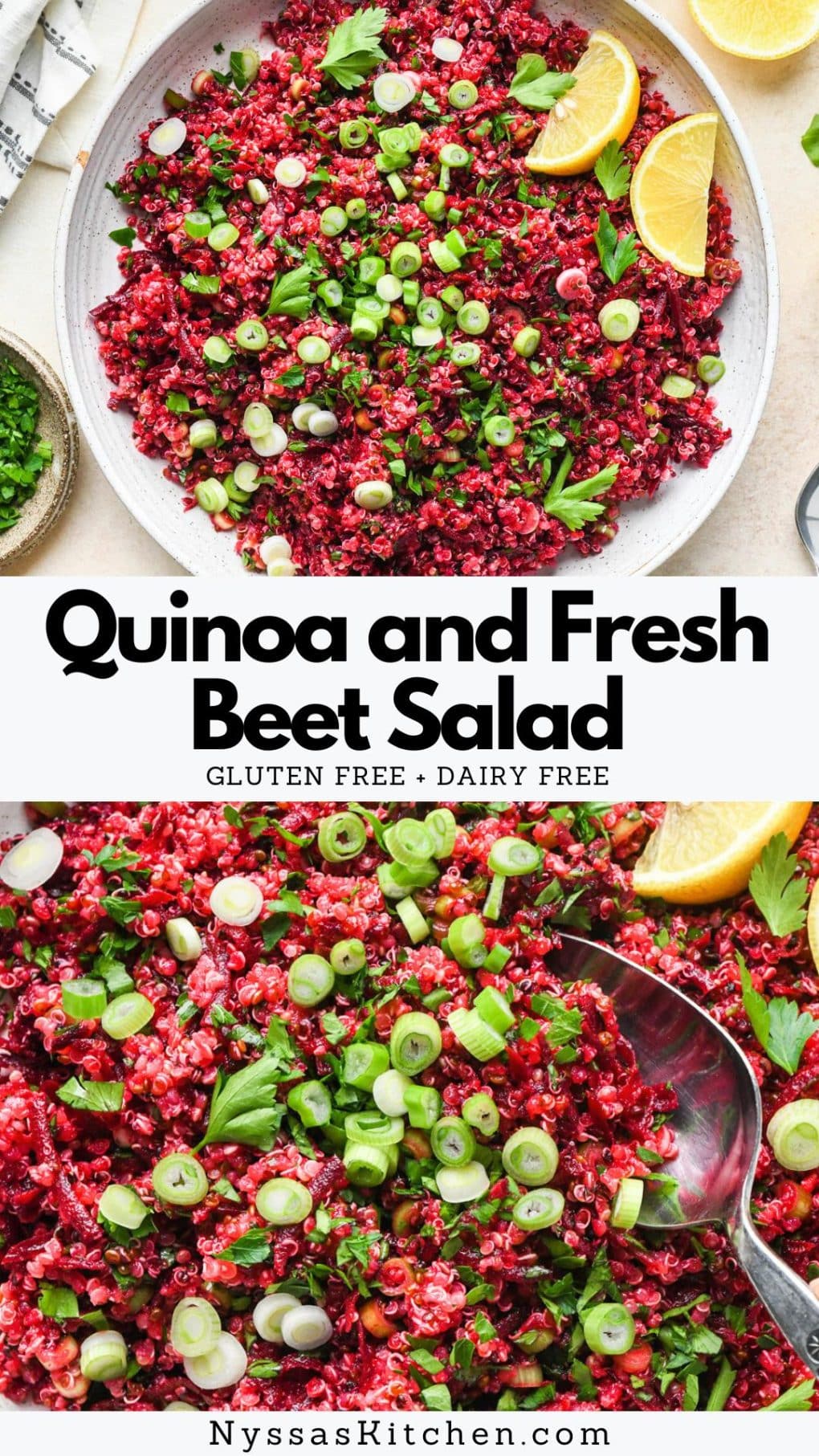 Pinterest pin for quinoa beet salad