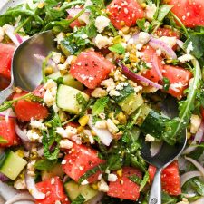 Watermelon Arugula Salad with Feta and Pistachios