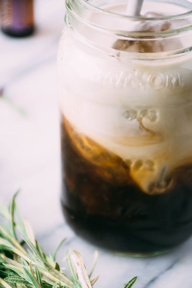 lavender coconut iced coffee is a delightfully easy, dairy free homemade fancy coffee recipe perfect for the late summer months. made with coconut milk, lavender, iced coffee and coconut sugar or honey. | www.nyssaskitchen.com