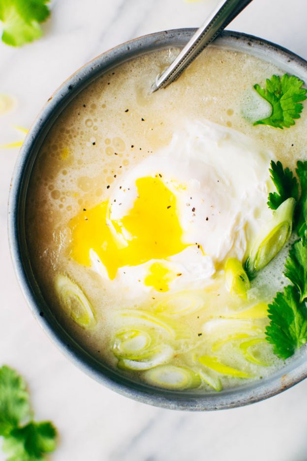 simple sipping broth with a poached egg {paleo + dairy free + vegan option} nyssa's kitchen