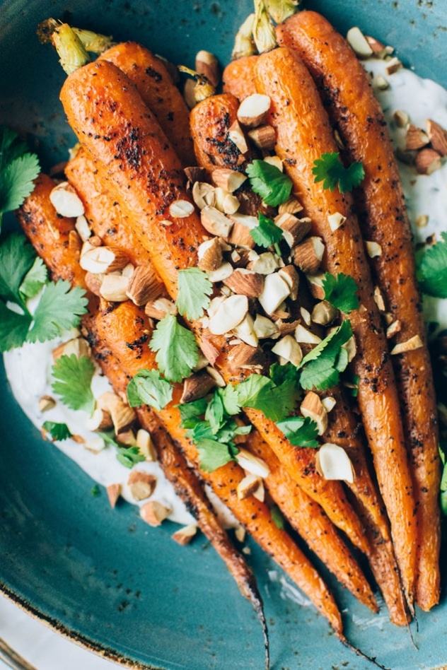 black pepper roasted carrots with savory cilantro yogurt and toasted ...