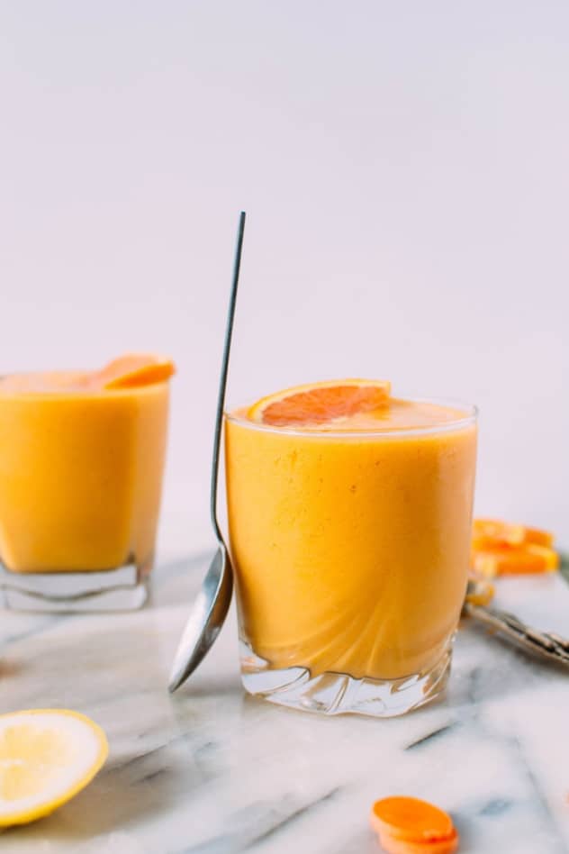 Probiotic turmeric mango carrot citrus smoothie is loaded with vitamins, minerals, antioxidants and beneficial bacteria to get your mind and body off to an extraordinary start every day!