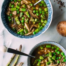 gingered pork soup with green spring vegetables and szechuan broth {gluten free + paleo option}