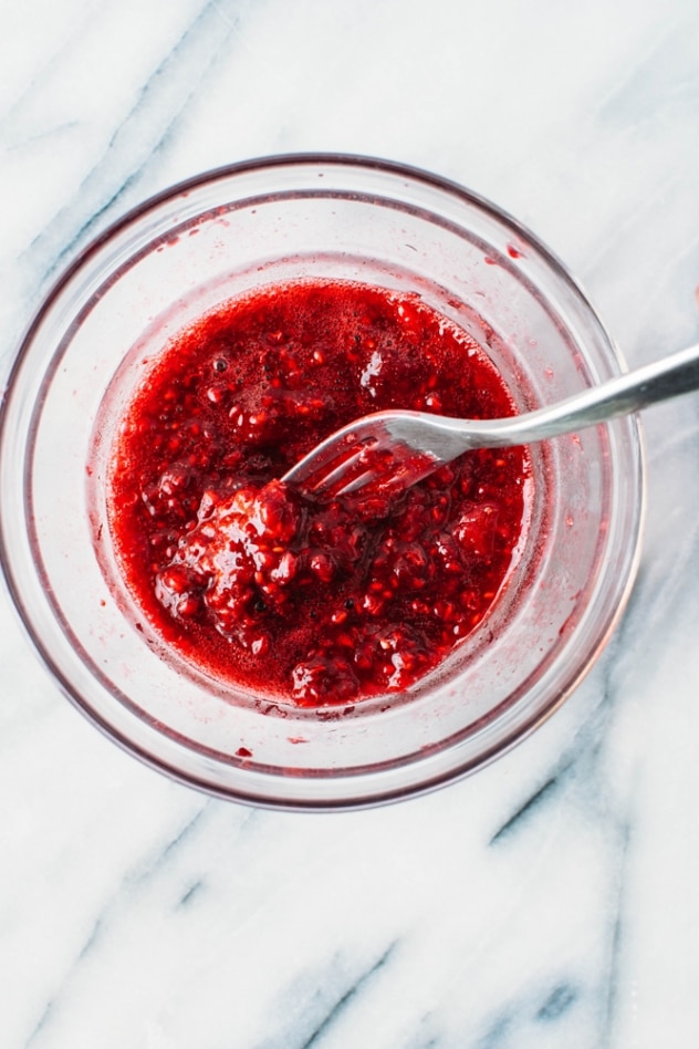 Smashed raspberries for creamy vanilla bean and cherry raspberry smash chia seed pudding is super easy to make, good for you and perfect for an on the go breakfast, snack or mindful indulgence!