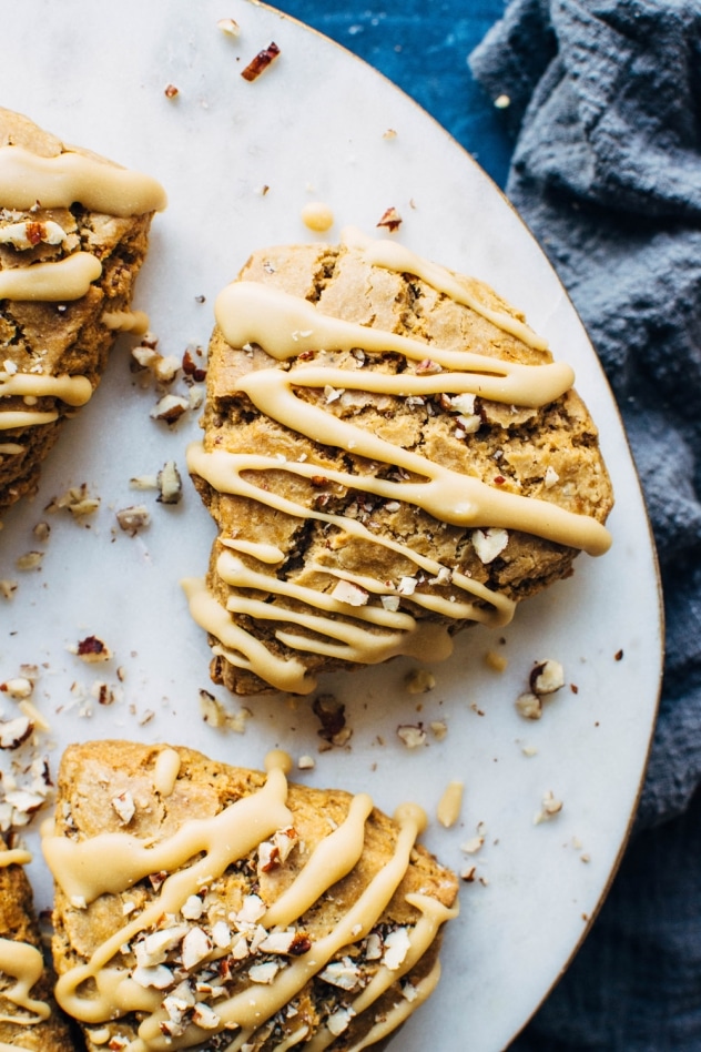 These paleo maple pecan scones are a totally decadent and healthy swap for the bakery shop classic! Brimming with nutty maple flavor and totally refined sugar free. 