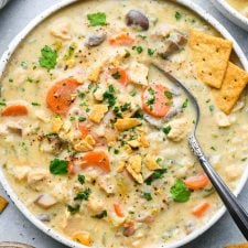 Creamy Dairy Free Chicken and Cauliflower Rice Soup