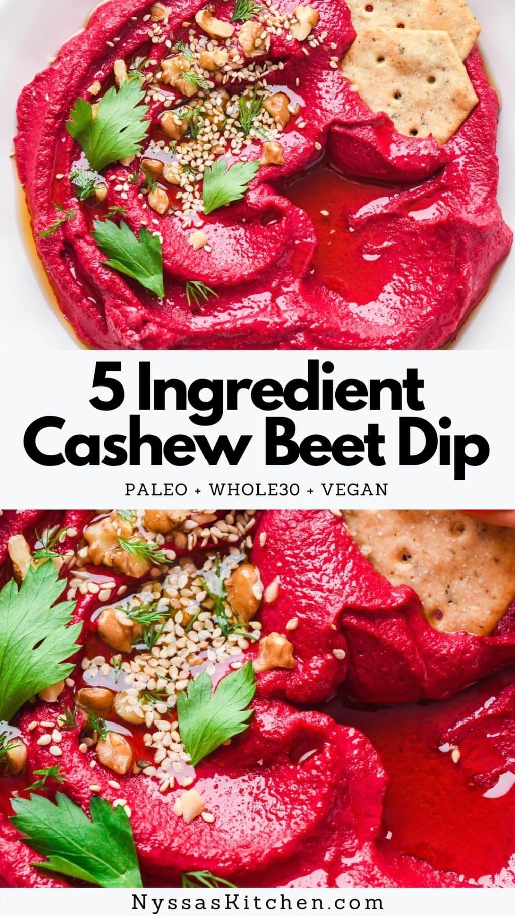Pinterest pin for cashew beet dip