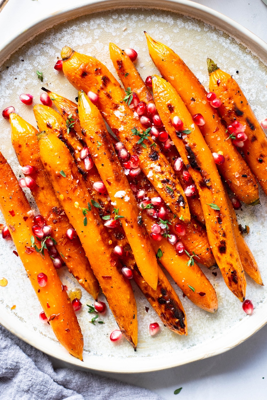 Maple Chili Glazed Carrots with Thyme and Pomegranate - Vegan + GF