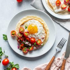 Easy Vegetarian Hummus and Tomato Breakfast Tacos