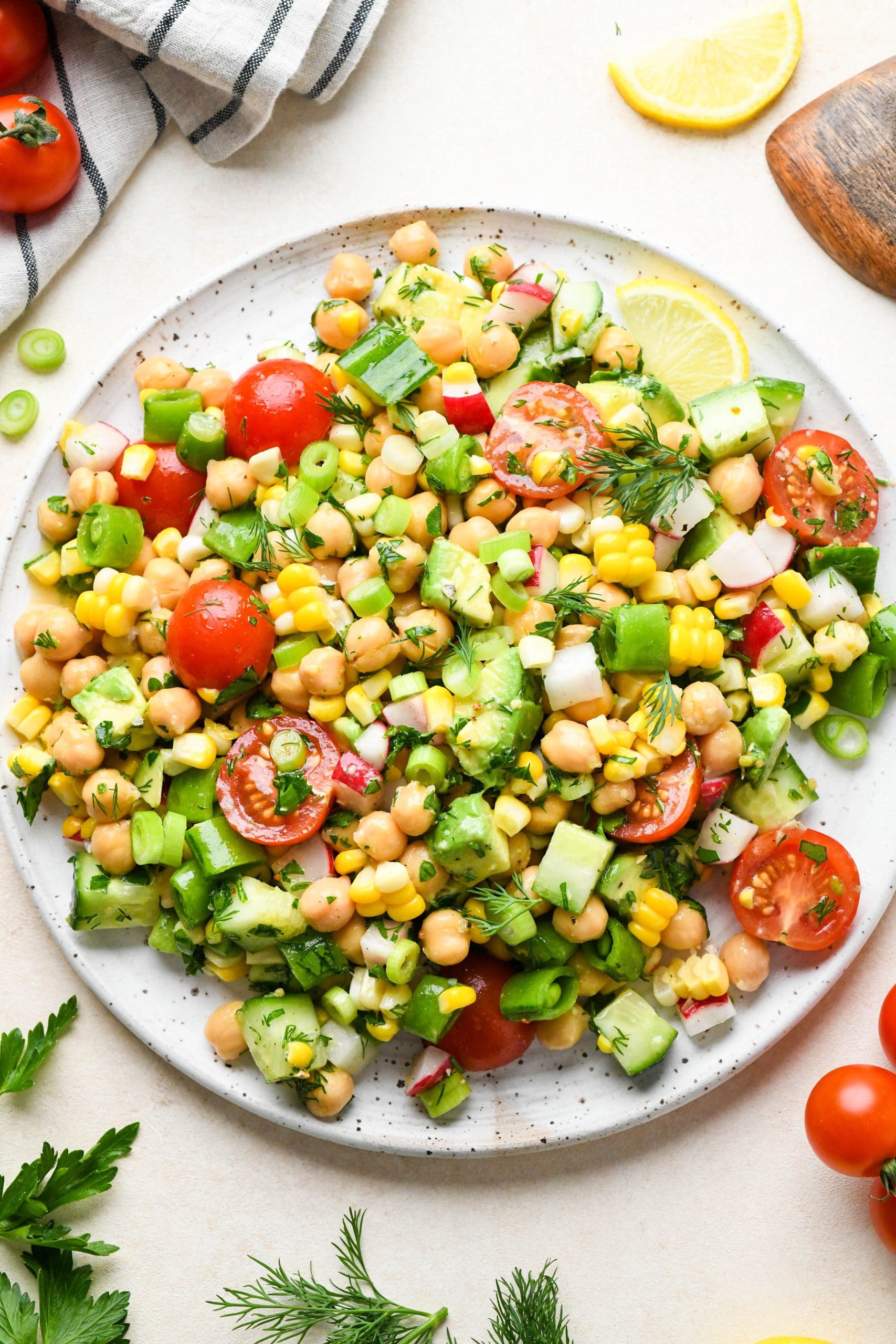 Summer Vegetable Chickpea Salad (Dairy Free!)