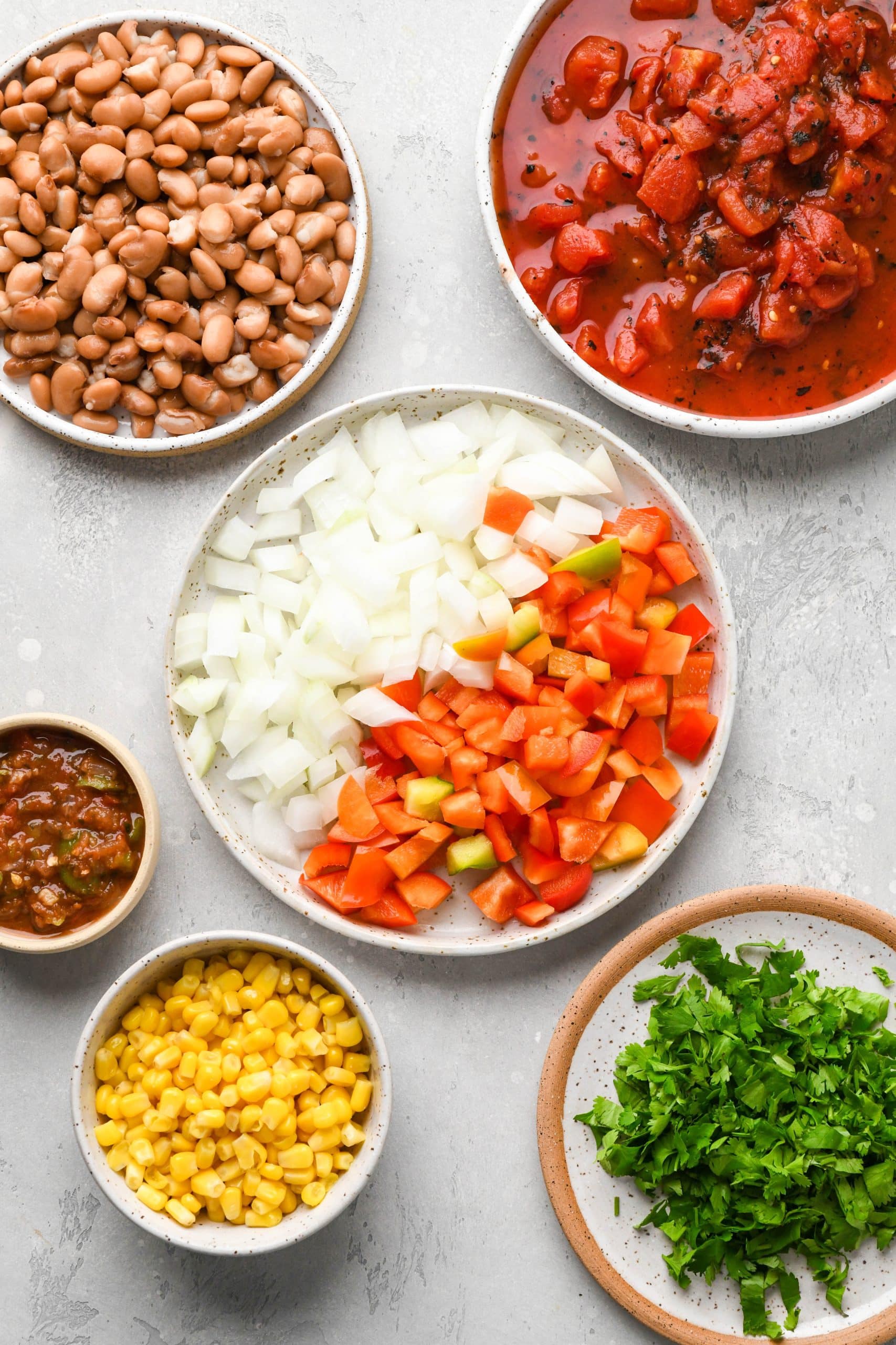 Ingredients for vegan Mexican taco pasta.