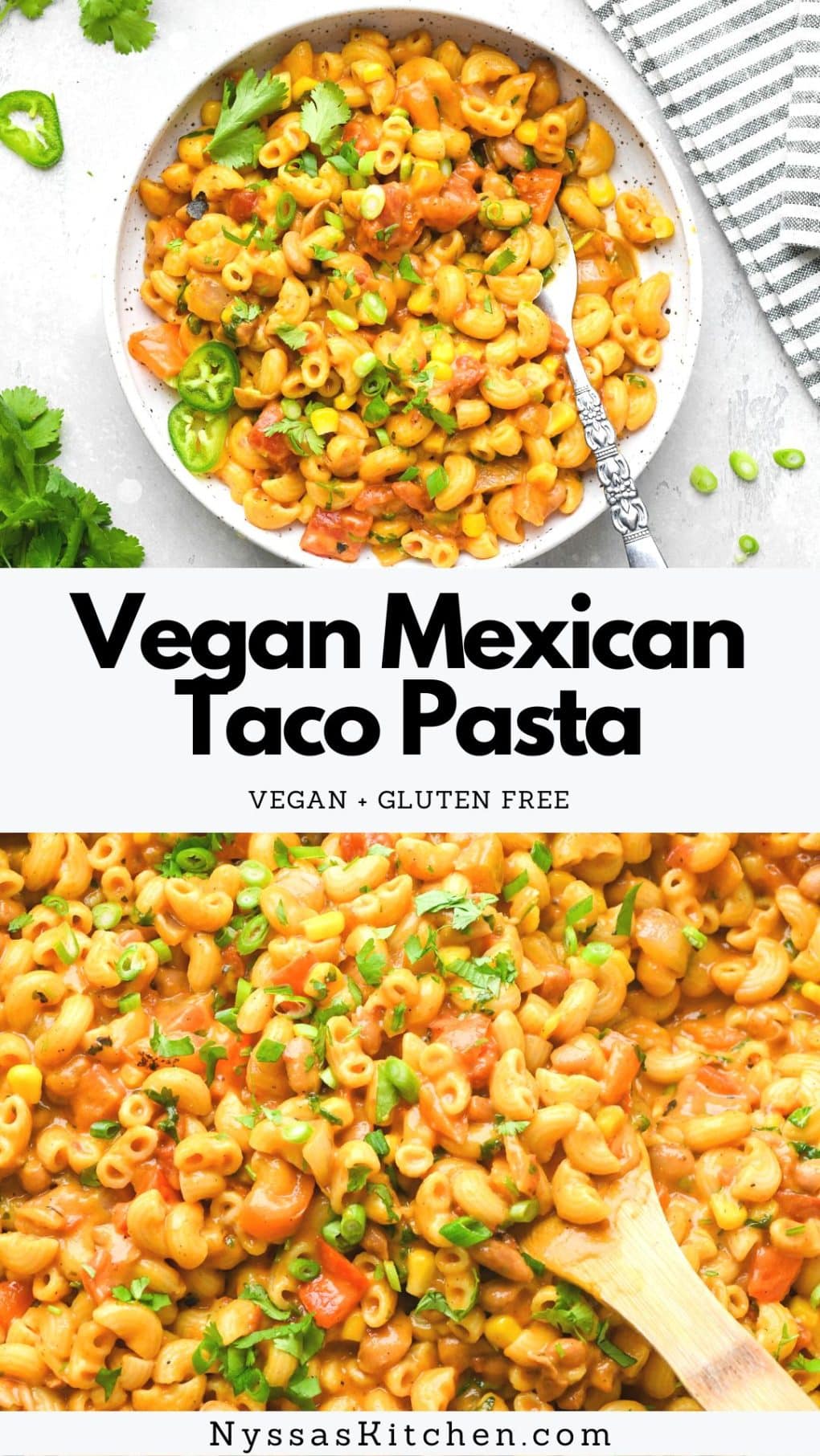 Pinterest Pin for Vegan Mexican Taco Pasta