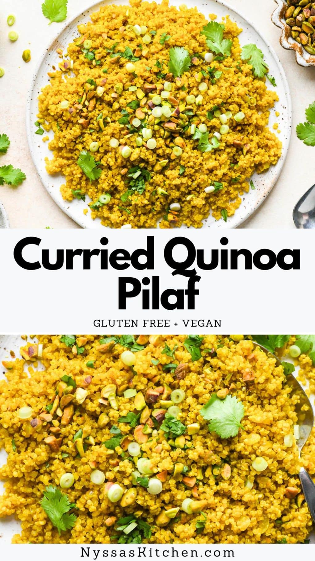 Pinterest pin for Curried Quinoa Pilaf