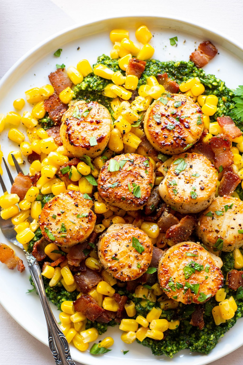 Perfectly Seared Scallops with Kale Pesto nyssa's kitchen