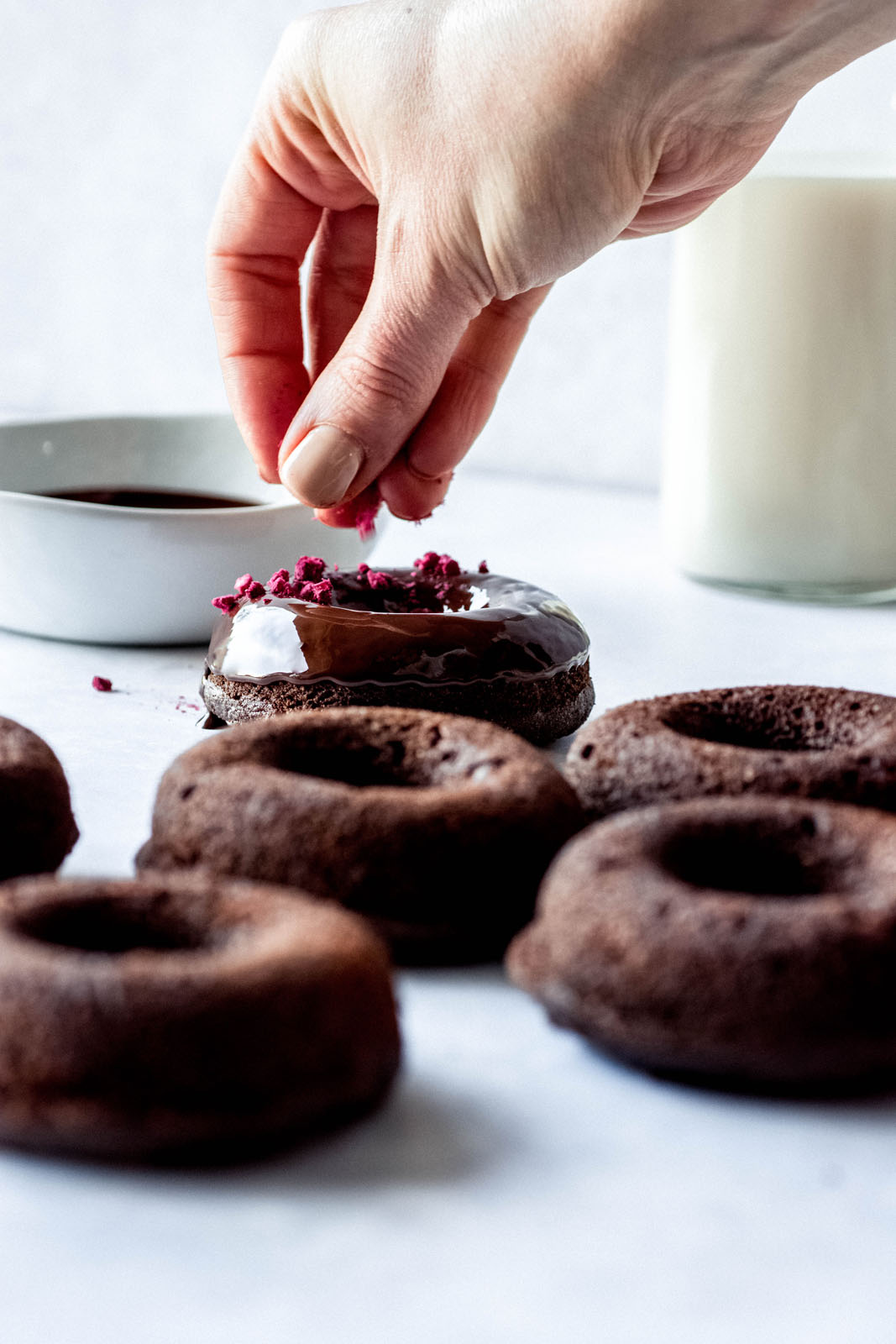 Baked Double Dark Chocolate Raspberry Donuts {paleo + gluten free ...