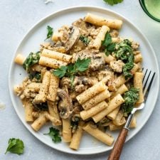 Dairy Free Turkey, Mushroom, and Kale Pasta Made with Cashew Cream