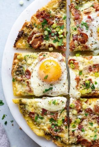 Breakfast-pesto-pizza-30-of-5 Ingredient Breakfast Pizza with Pesto and Bacon
