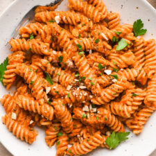Quick Pasta with Homemade Romesco Sauce
