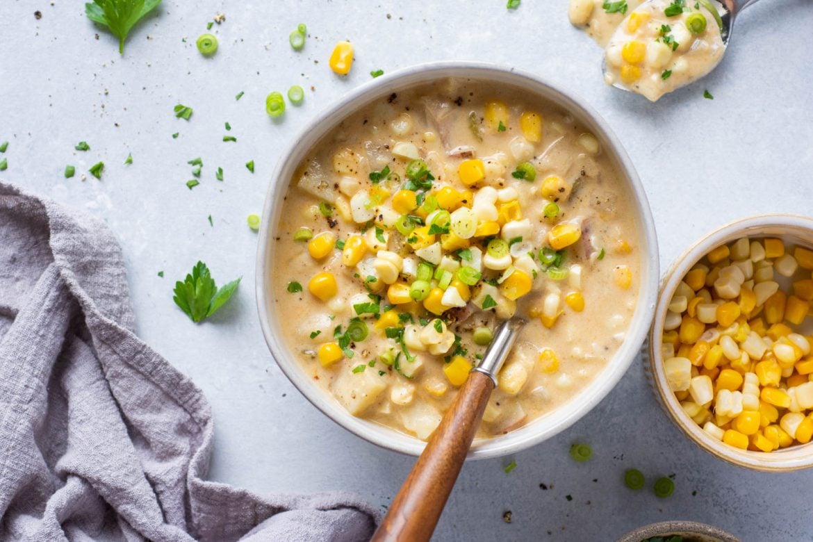 Ultra Creamy Vegan Corn Chowder Soup {vegan + gluten free} - nyssa's ...