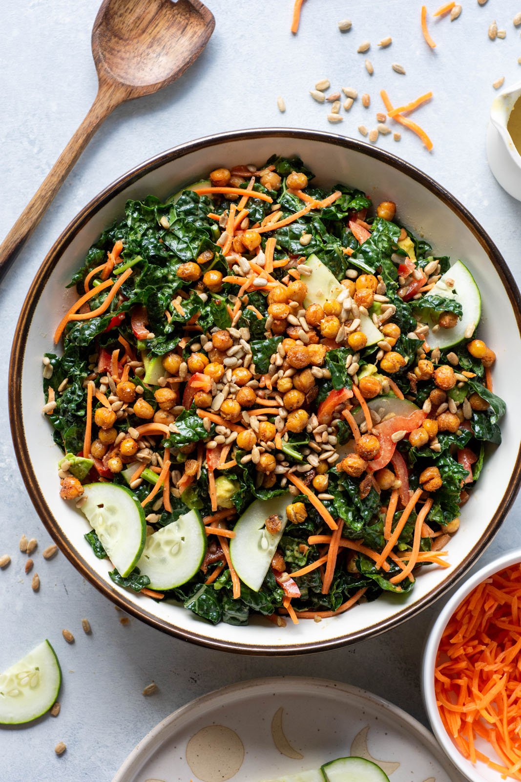 Honey Mustard Chickpea Kale & Avocado Salad