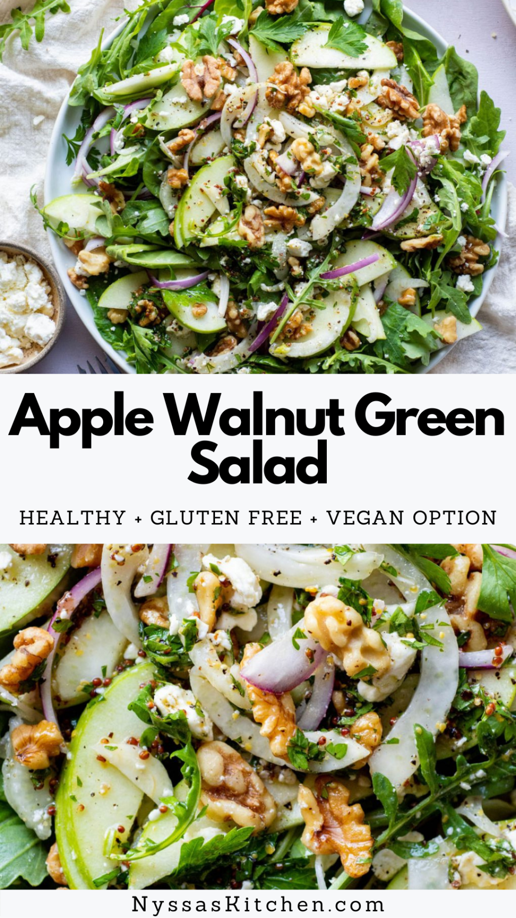 Pin for healthy apple walnut green salad