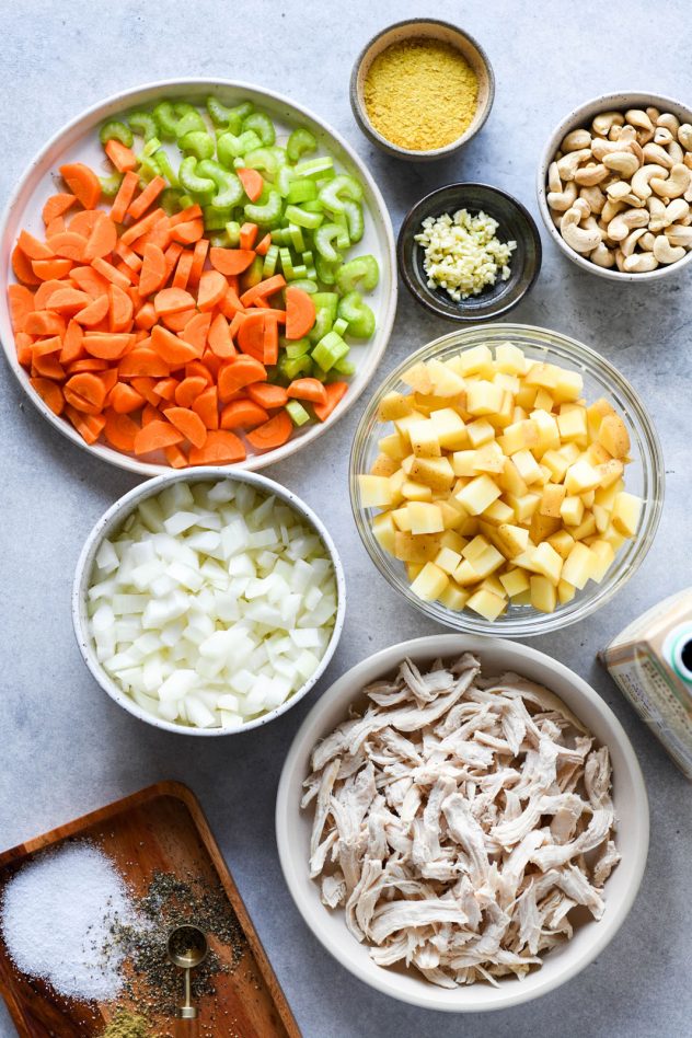 Dairy Free Chicken Pot Pie Soup Made with Cashew Cream