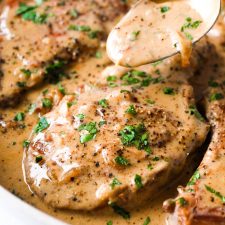 Cashew Cream Smothered Pork Chops - Dairy Free!