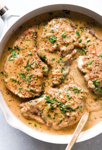 Creamy Whole30 Smothered Pork Chops