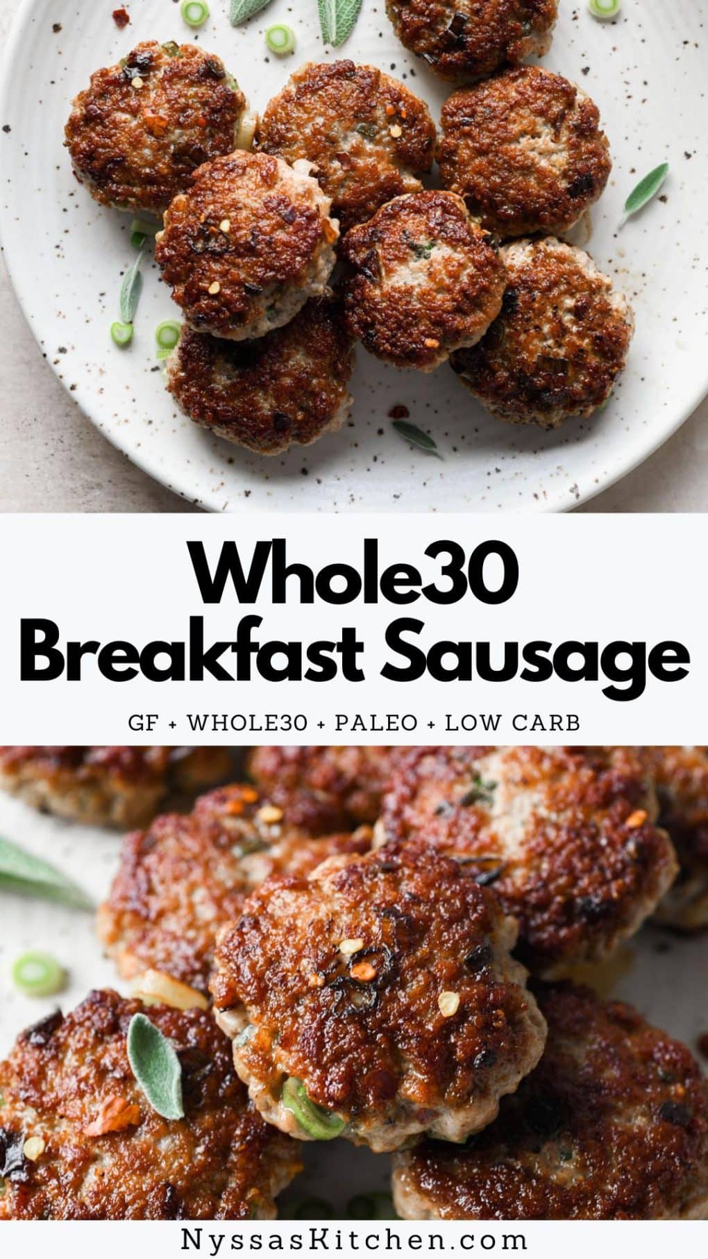 Pinterest Pin for Whole30 Breakfast Sausage
