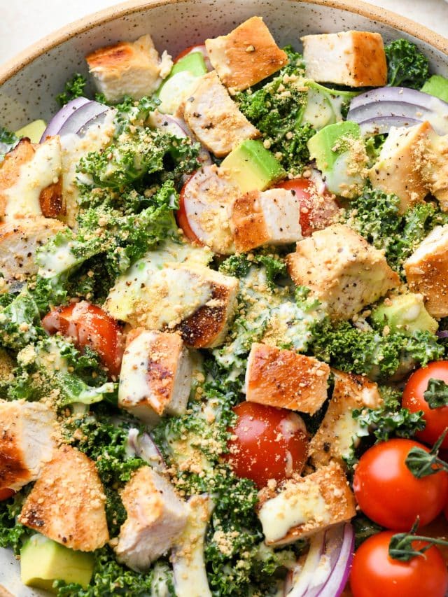 Kale Chicken Caesar Salad Story nyssa's kitchen
