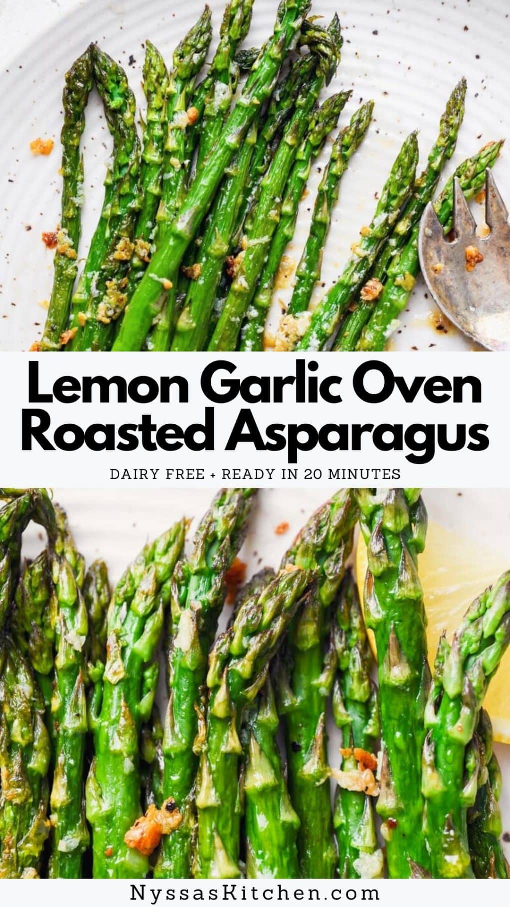 Pinterest pin for lemon garlic asparagus