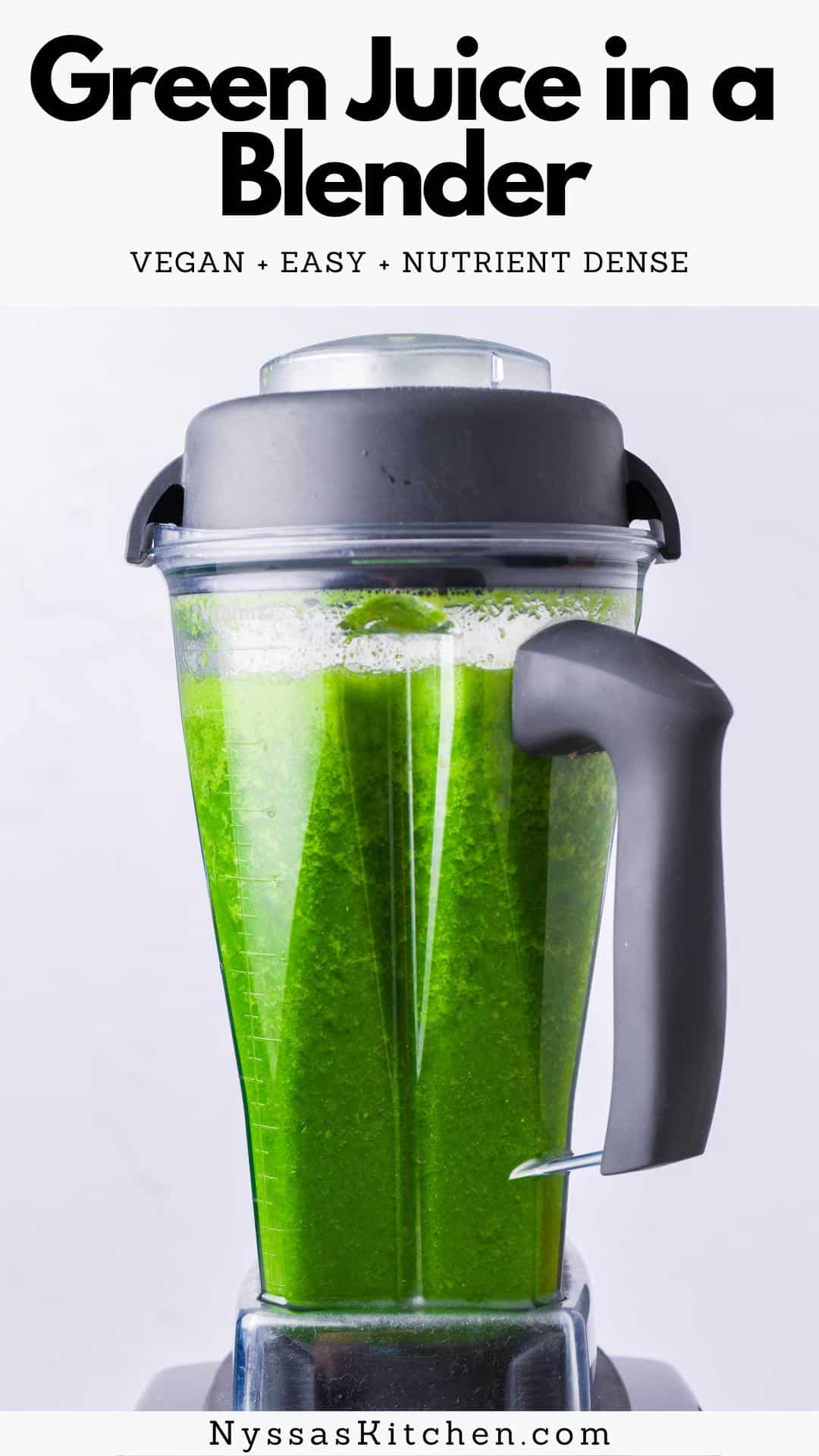 Making green juice in a blender is easier than you might think - no juicer required! This healthy green juice recipe is made with whole fruits and vegetables like kale, cucumbers, fresh mint or parsley, ginger, lemon, and apples. So nutrient dense, easy, and delicious. Vegan, gluten free, Whole30 compatible, and paleo.