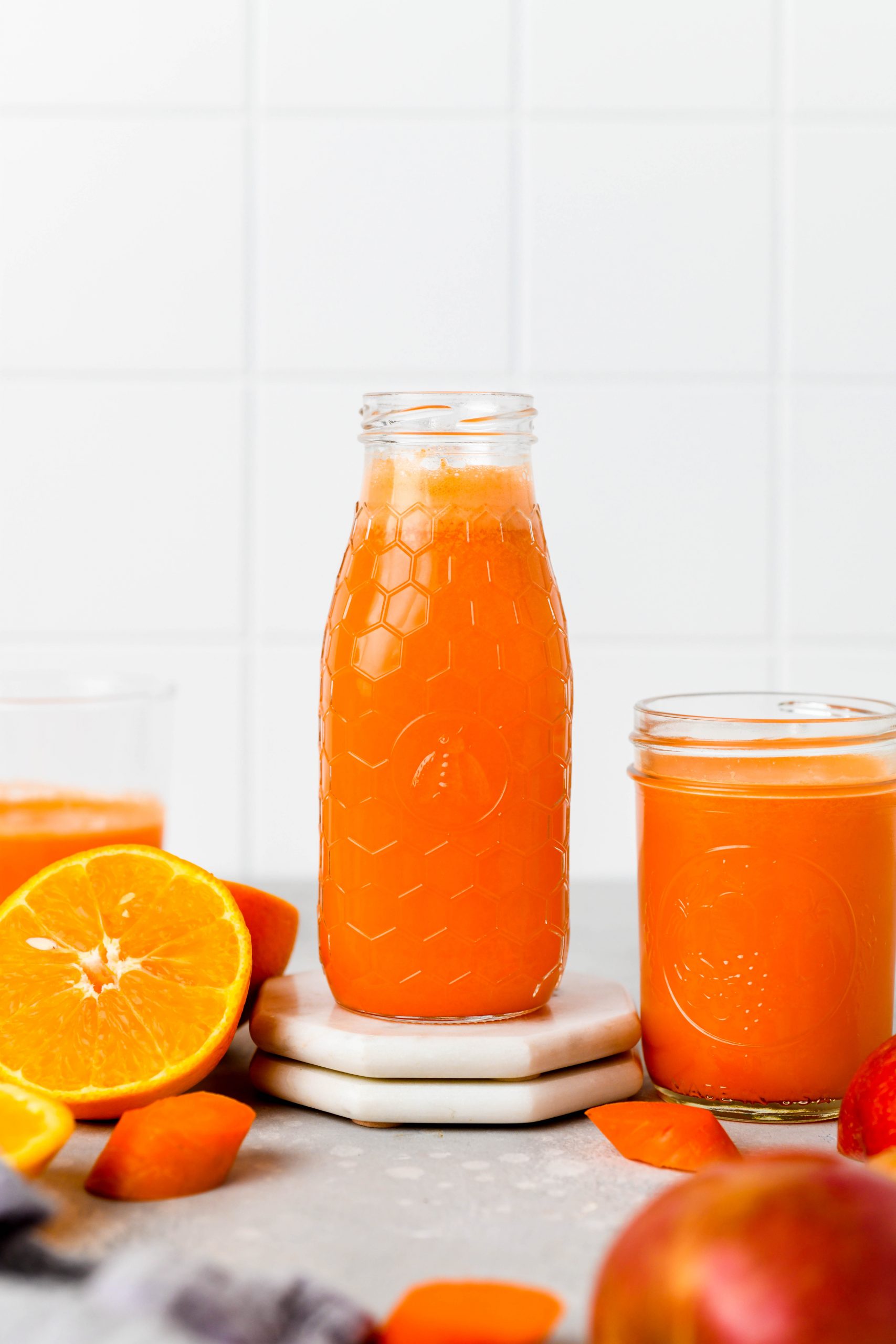 Fresh Carrot Apple Orange Juice with Ginger