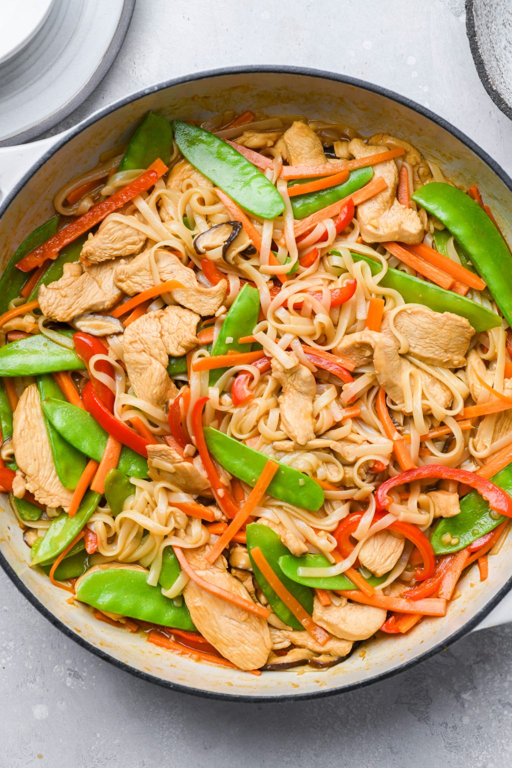 Loaded Rice Noodle Stir Fry with Crispy Garlic - Like Healthier Take Out!