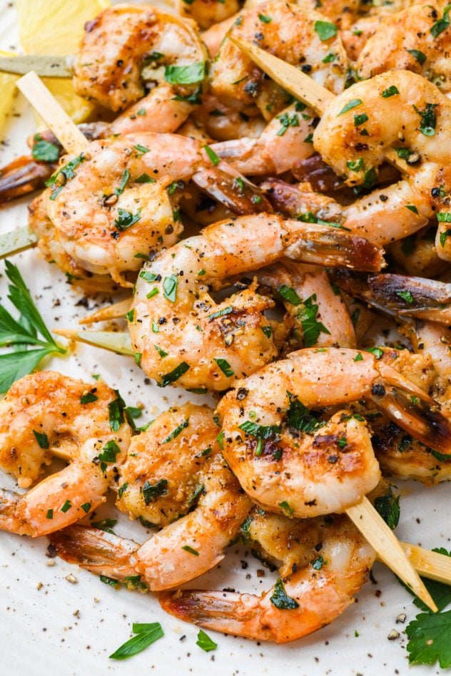 Garlic-Marinated Grilled Shrimp Skewers (Keto & Paleo)