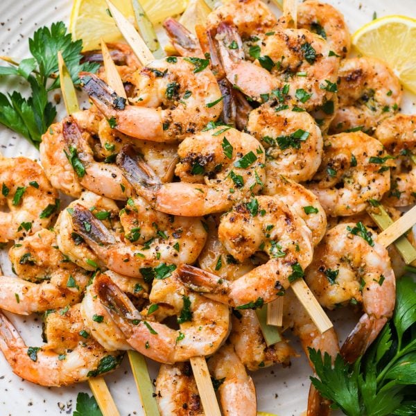 Garlicky Grilled Shrimp Skewers | Nyssa's Kitchen