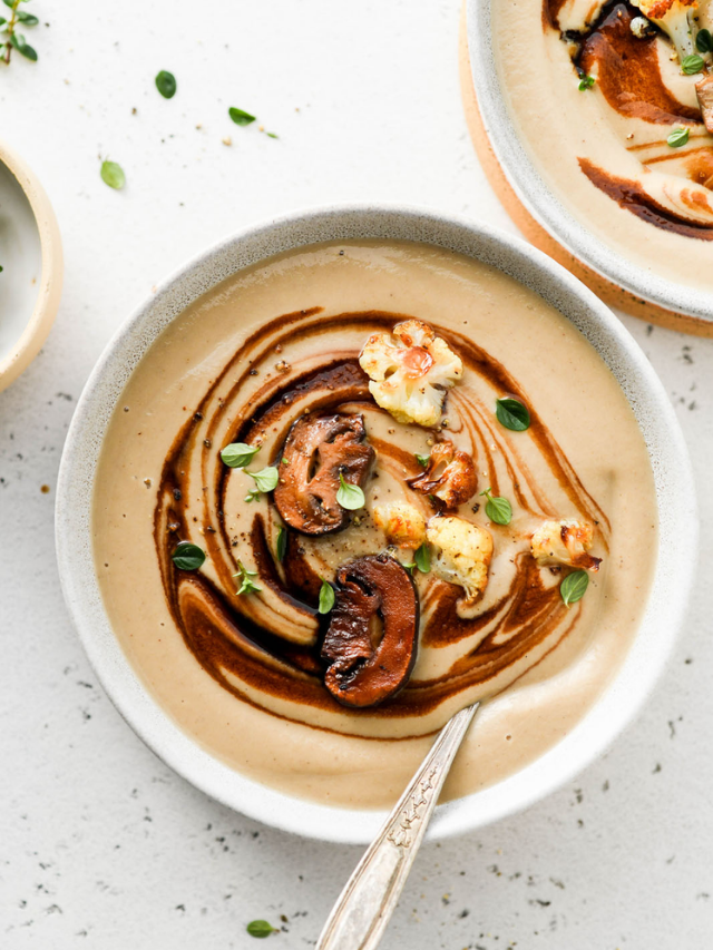 Creamy Roasted Cauliflower And Mushroom Soup {vegan Gluten Free