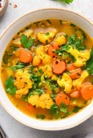 ANTI INFLAMMATORY VEGETABLE SOUP WITH TURMERIC-COVER IMAGE