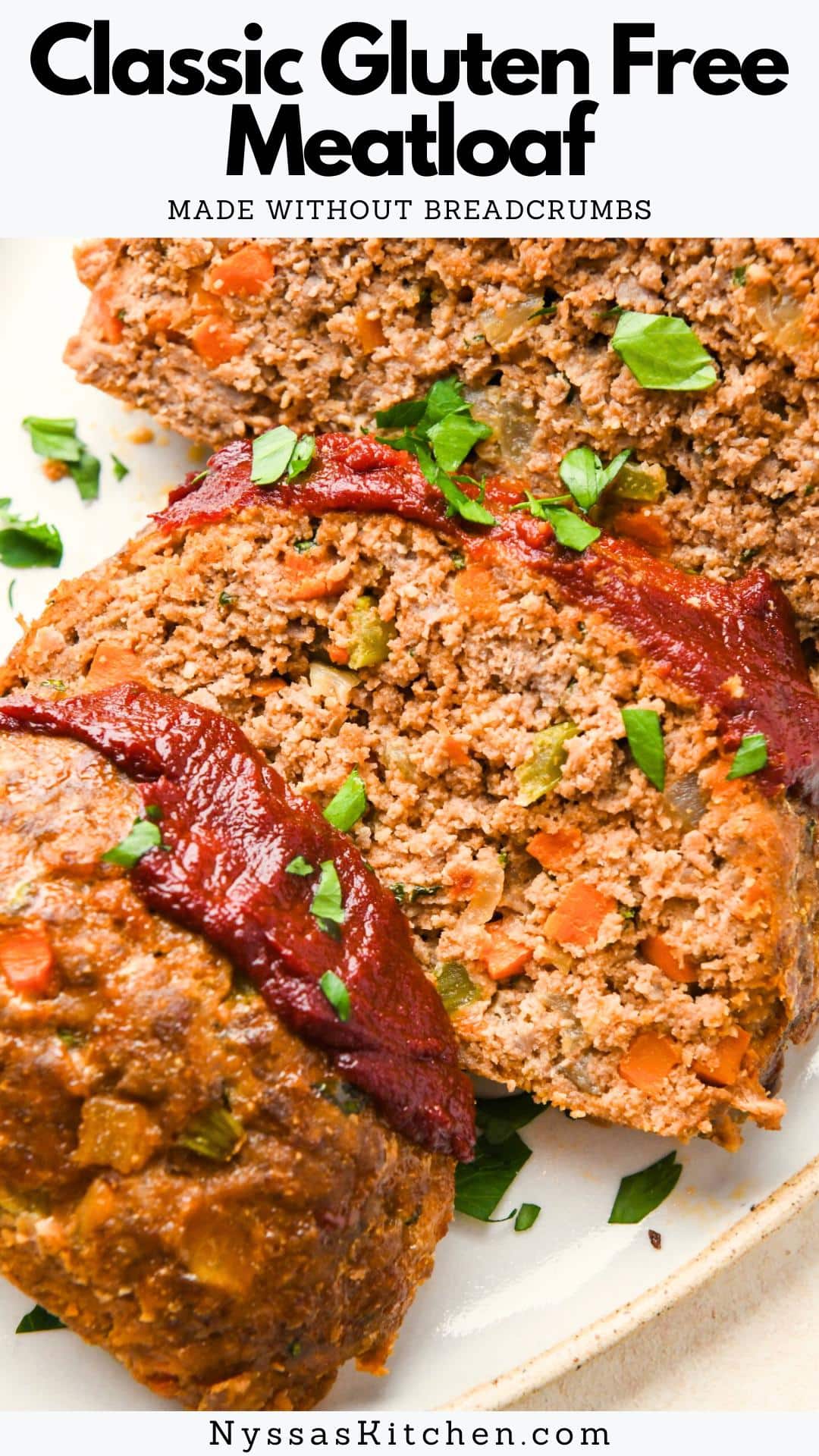 This classic gluten free meatloaf is the ultimate healthy comfort food! Made with all the traditional meatloaf ingredients and flavors you love but without any dairy, gluten, or sugar in the glaze. An easy recipe using ground beef and ground pork (or just ground beef!) that makes delicious leftovers. Kid friendly and perfect for the whole family! Recipe is dairy free, paleo friendly, Whole30 compatible, and grain free.