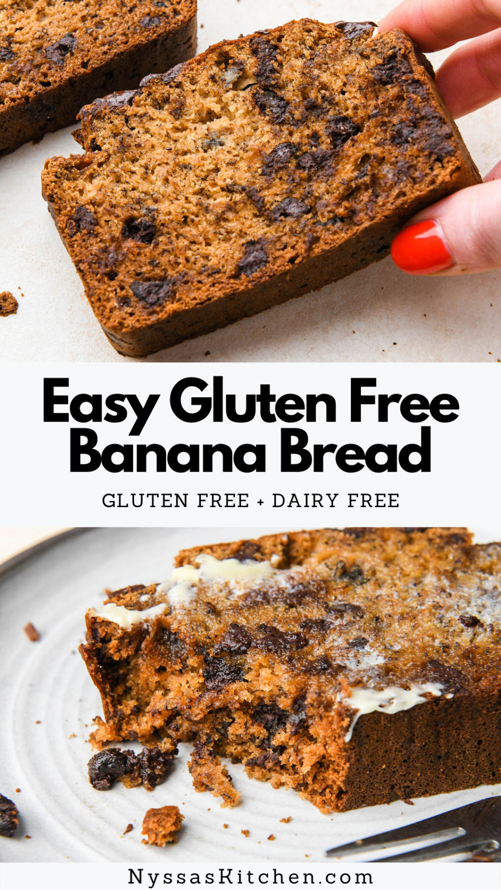 Pinterest Pin for easy gluten free banana bread
