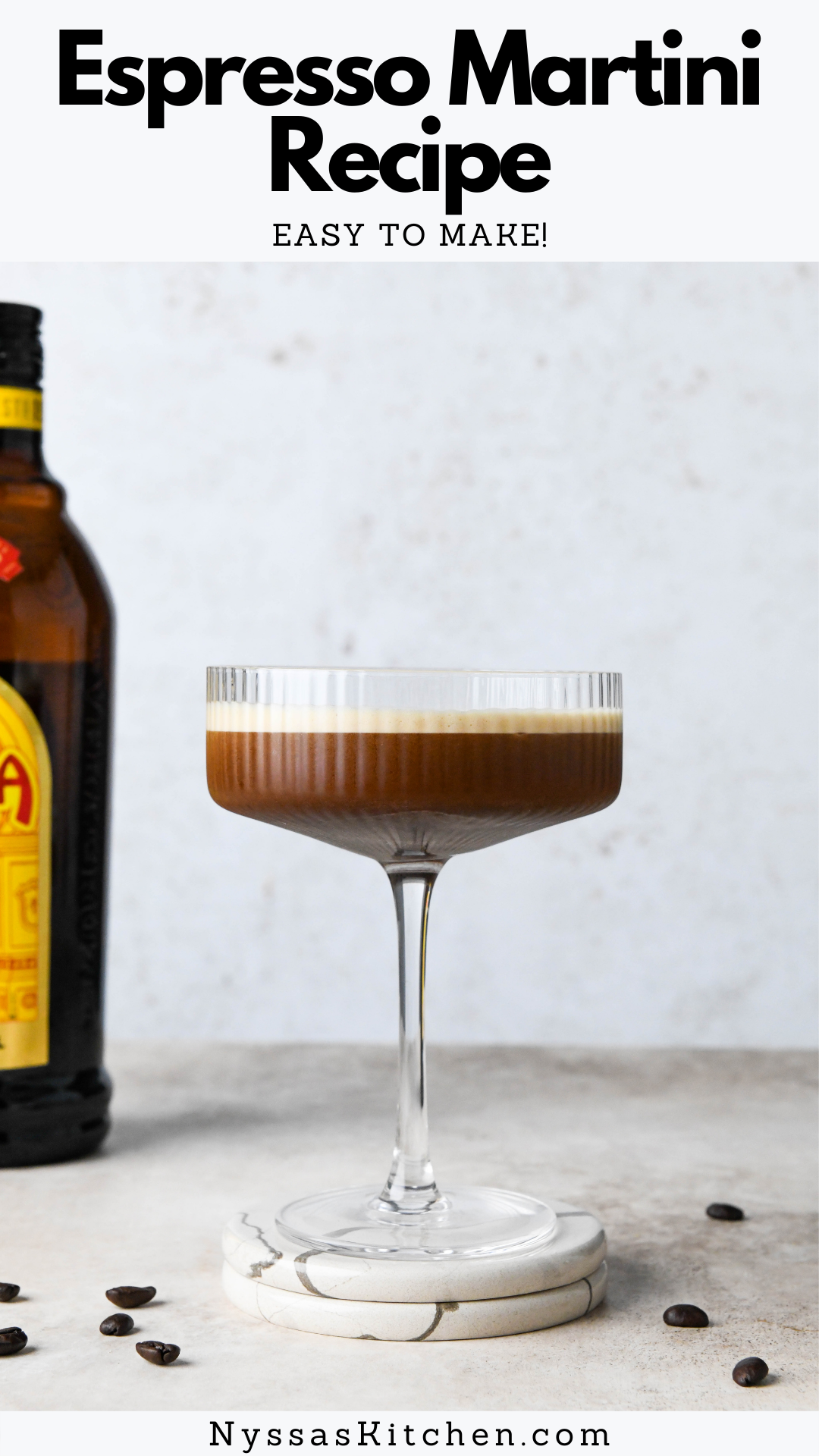 Let’s talk about how to make an espresso martini with both kahlua and vodka at home. This easy 5-minute espresso martini recipe is a bold and sweet cocktail with a foamy top that is a total crowd pleaser! It's the perfect after dinner drink made with a few simple ingredients (prepared instant coffee works well or hot espresso) and garnished with coffee beans. Creamy, extra easy, and totally dairy free!