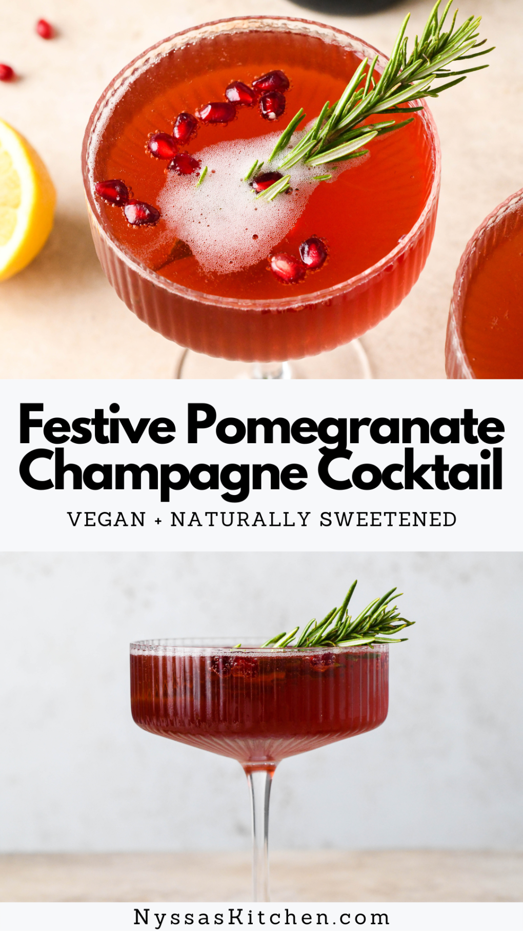Pinterest Pin for Festive Pomegranate Champagne Cocktail