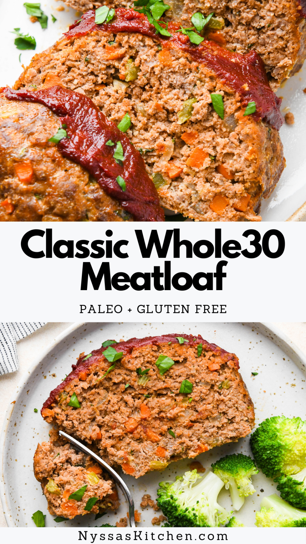 Pinterest Pin for Whole30 Meatloaf